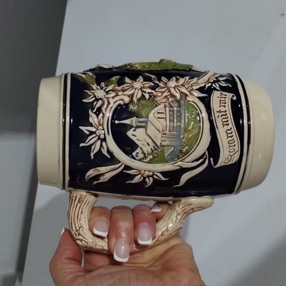 Beer Stein mug couple with church theme blue and cream - Picture 6 of 9